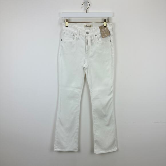 Madewell Kick Out Crop Jeans Pure White Stretch Mid Rise Flare NI961 US 25 NWT - Picture 7 of 16